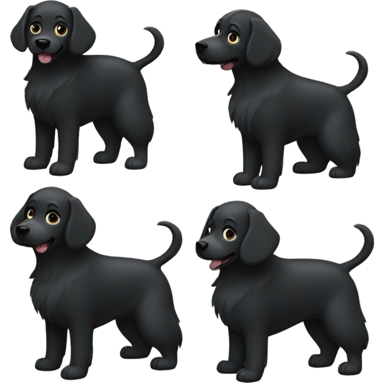 Black Dog with curled tail emoji