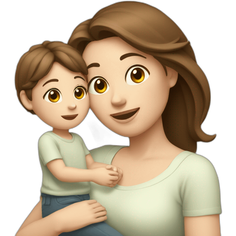 mother and child with brown hair5 and white skin full length emoji