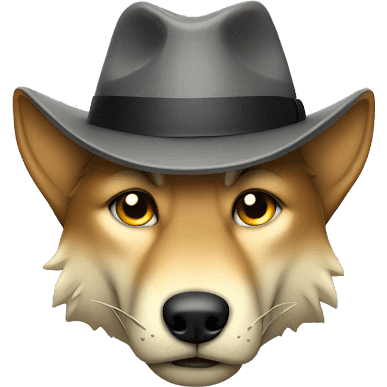 sad wolf with a fedora emoji