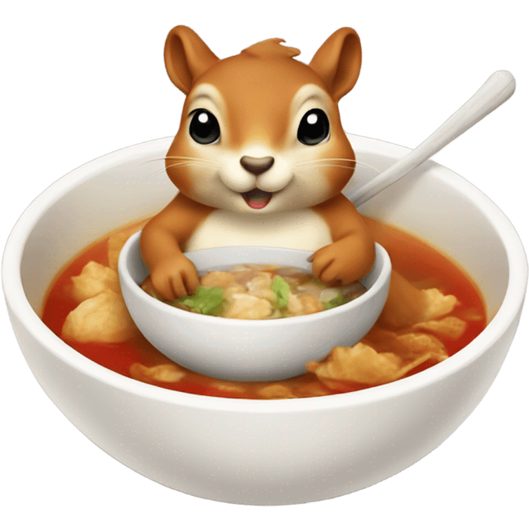 Squirrel eating dumpling soup emoji