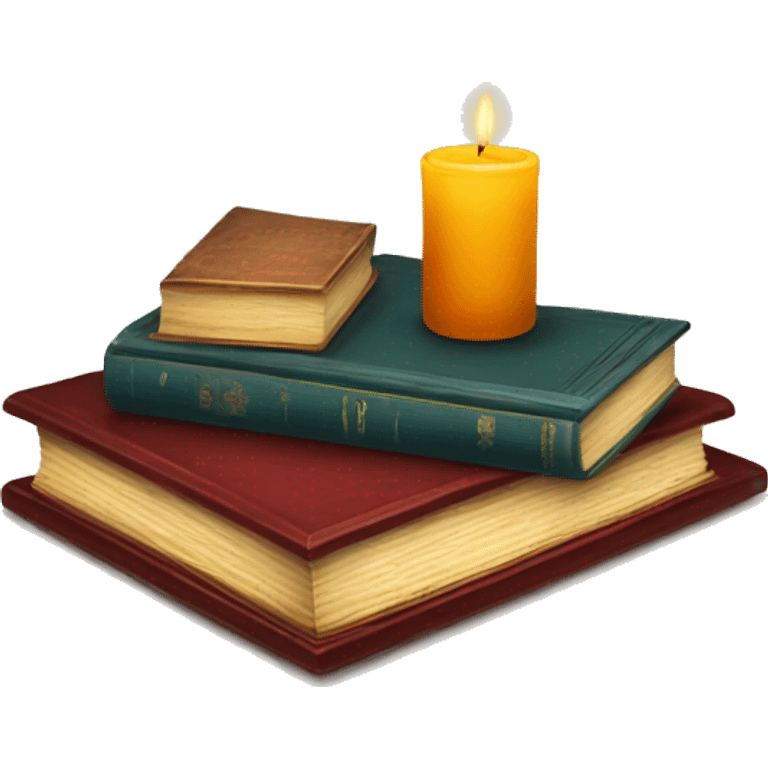 vintage tray with books and candle emoji