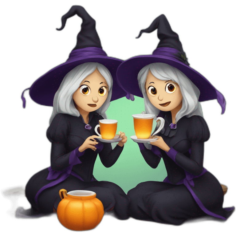 Two Witches drinking tea emoji