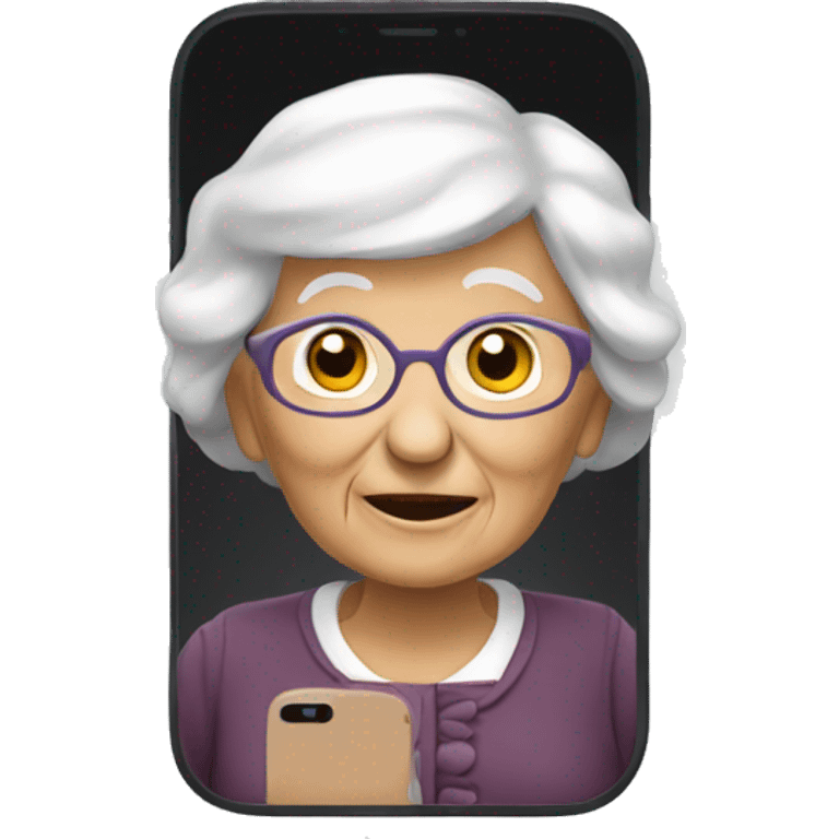 Old woman  mobile phone  emoji