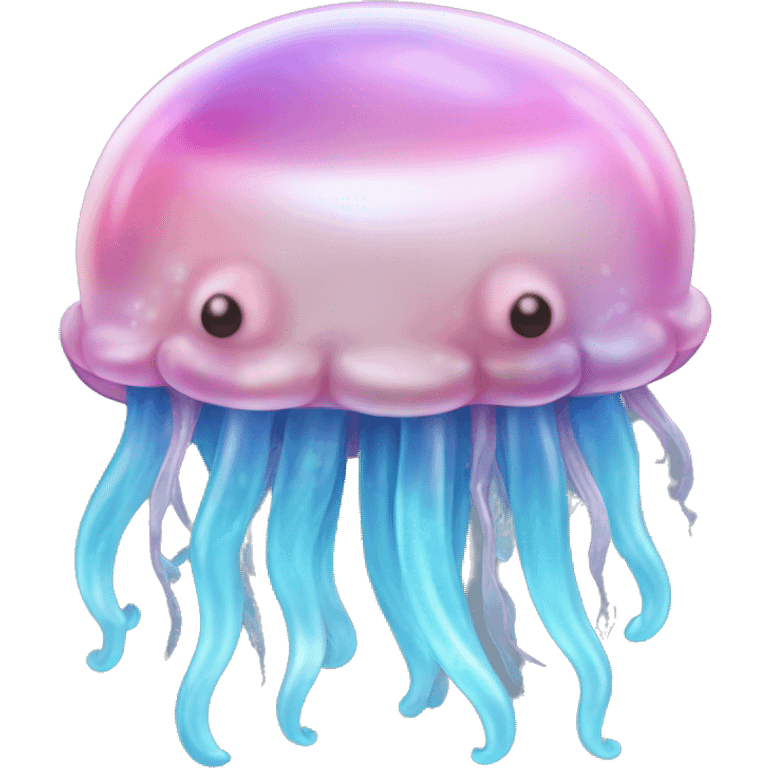 Cute light pink and blue jelly fish realistic  emoji