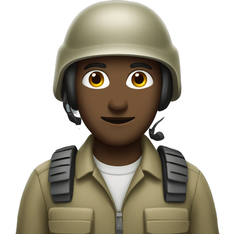 operator dressed in khaki color with a milatary helmet, without glasses, preferably male emoji