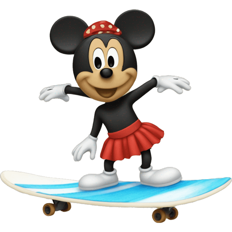 mickey mouse surfing with a tutu emoji