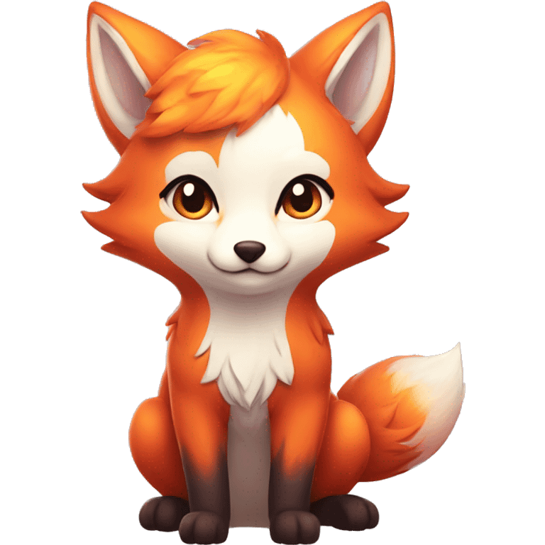 fantasy fire fox cute kawaii in love emoji