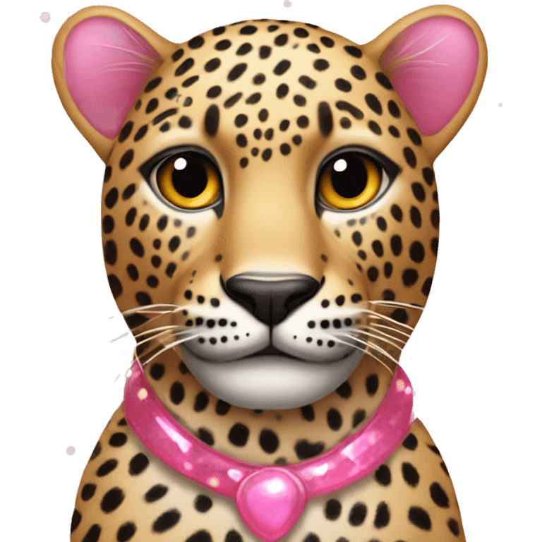 Leppard with pink spots with sparkles around the leopard  emoji