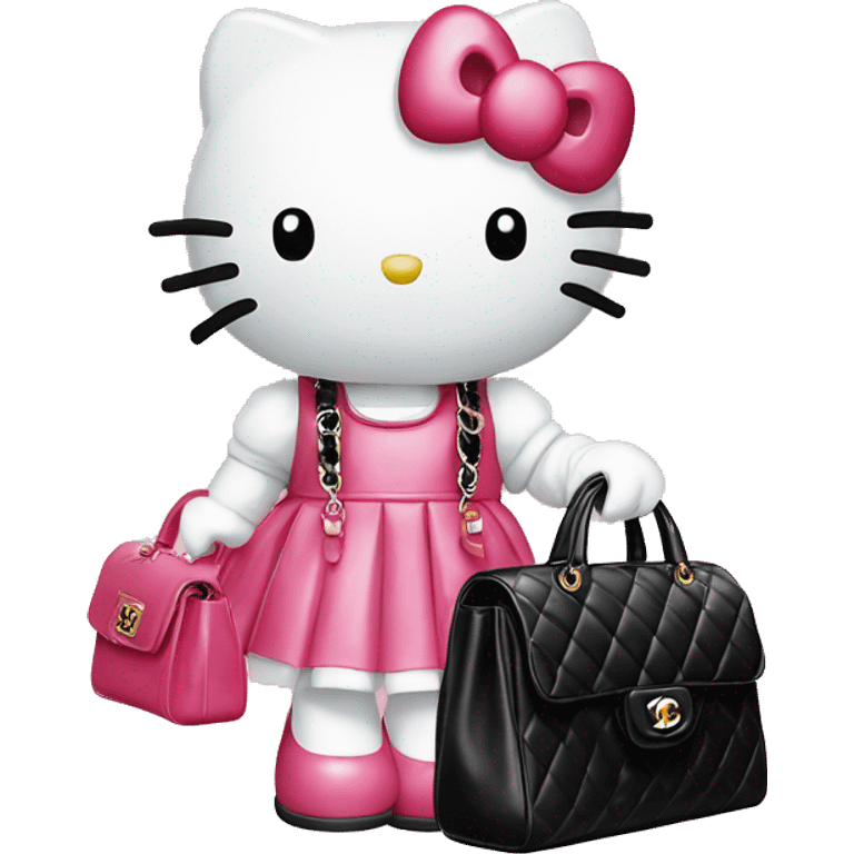 Hello Kitty wears in Chanel with a black bag Timeles emoji