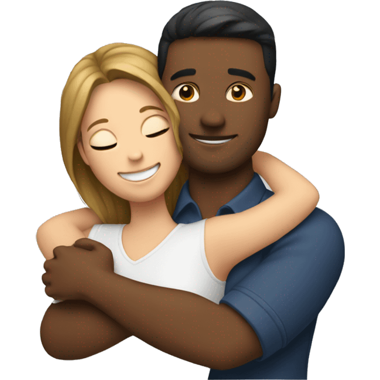 Woman hugging man emoji