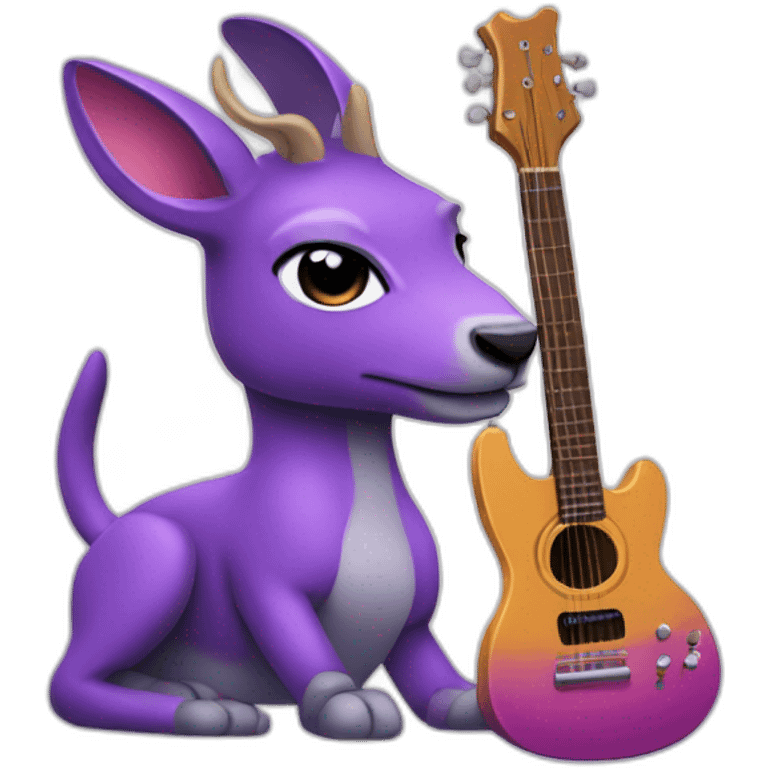 Purple impala animal with guitar emoji