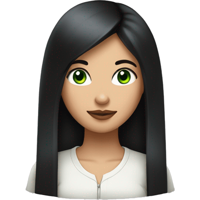 a girl with straight black hair, green eyes, plump lips, fair skin and a mole on her forehead on the left side emoji