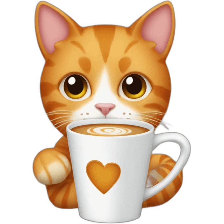 ginger cat holding a cup of coffee emoji