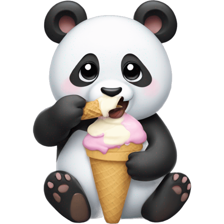 Panda eating ice cream emoji