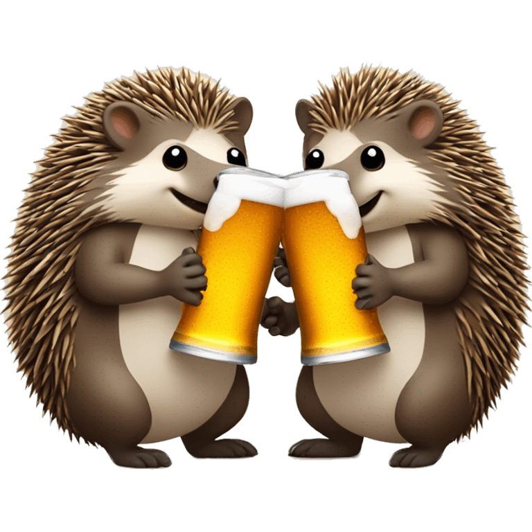 two cute hedgehogs in love drinking beer emoji