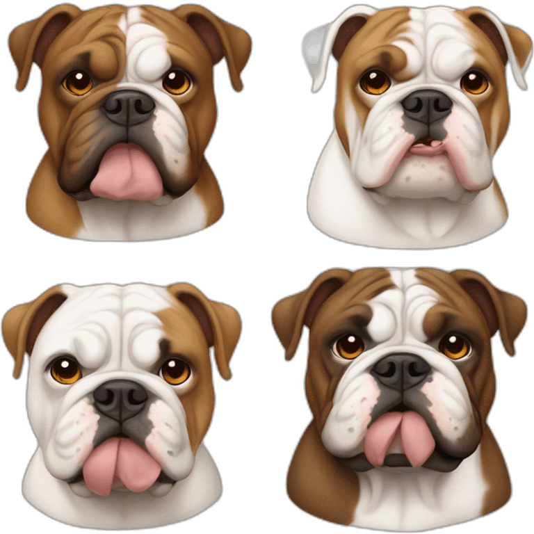 brown and white english bulldog and bullmastiffface emoji