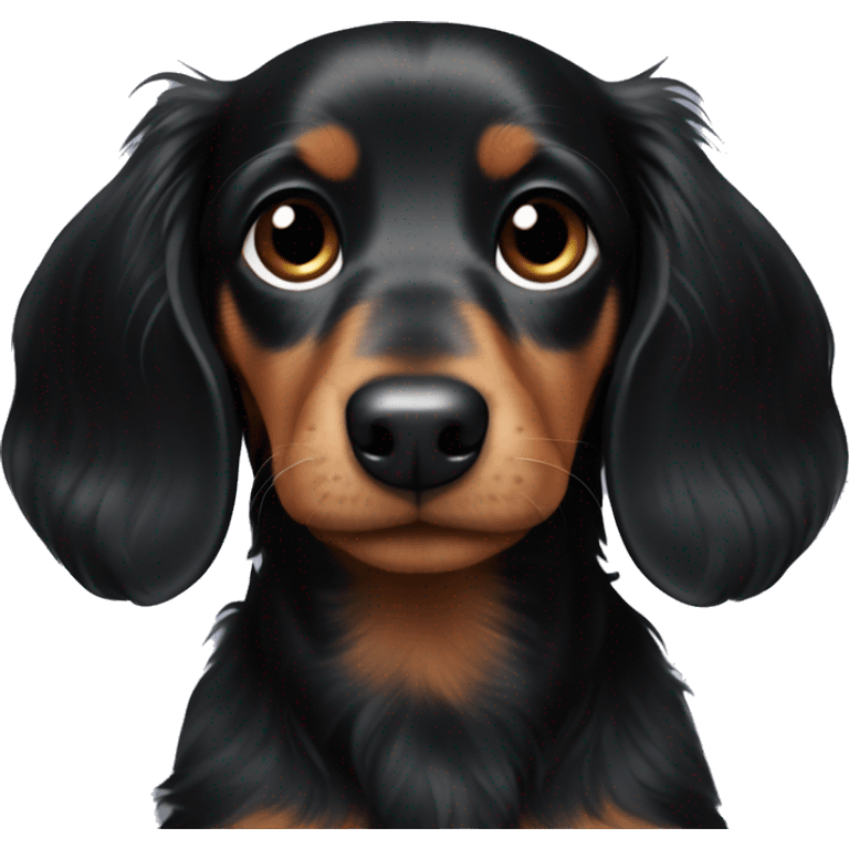 Long-haired black dachshund puppy  emoji