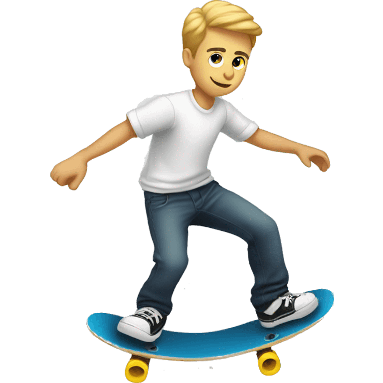 White man with backwards doing a kickflip emoji