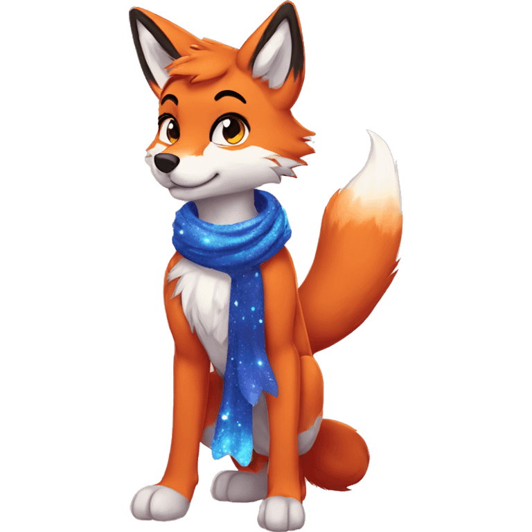 Colorful Sparkle-fox-fursona full body emoji