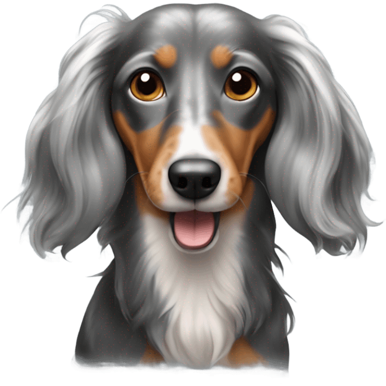 Long haired dapple weiner dog emoji