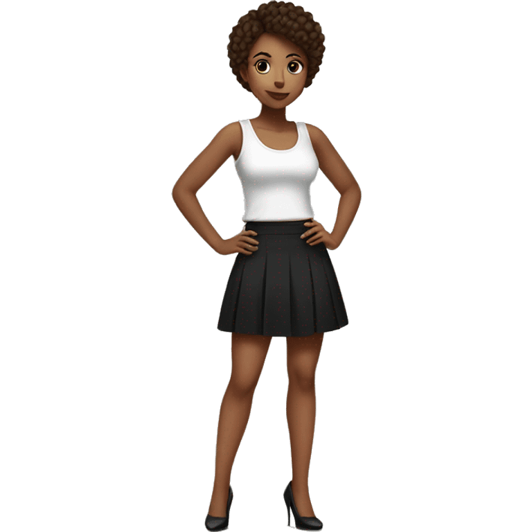 red hired girl in white tank top black skirt and heels emoji