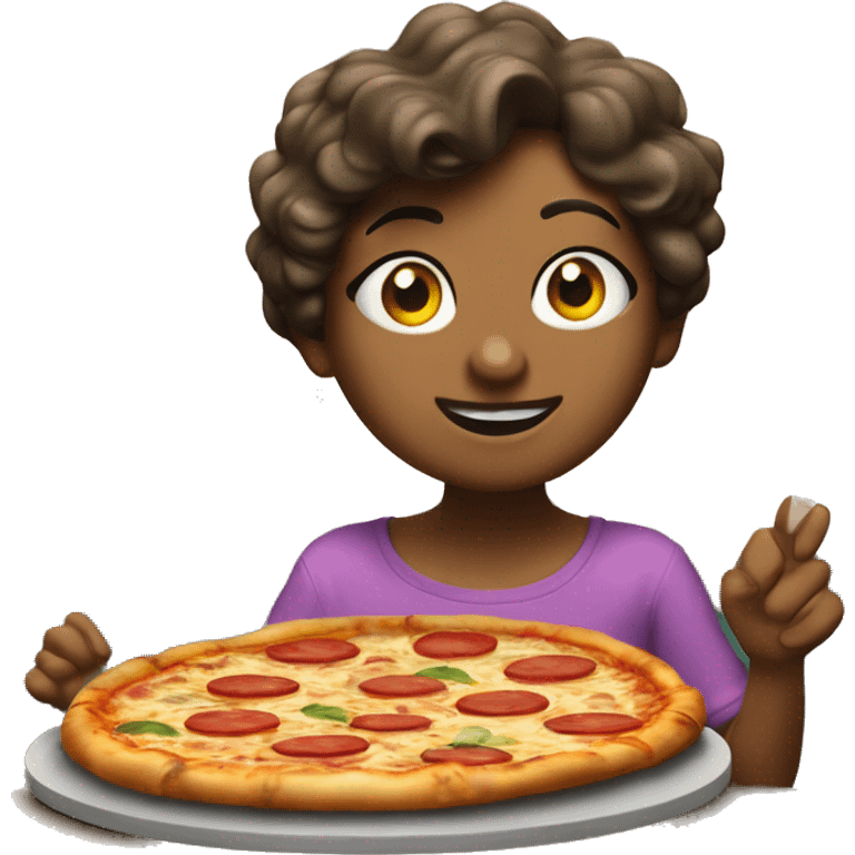 Una sirenetta che mangia la pizza emoji