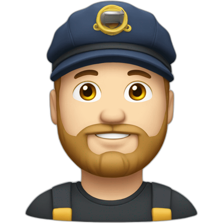 chubby guy with beard wearing seaman hat emoji