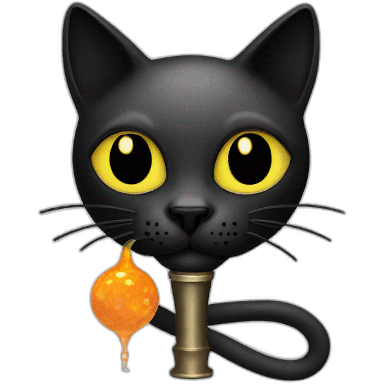 Black cat Hookah emoji