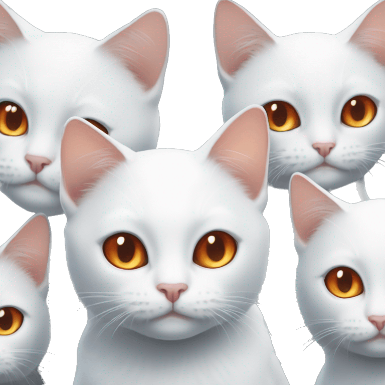 white and red cat with orange eyes together with white and black cat with blue eyes emoji