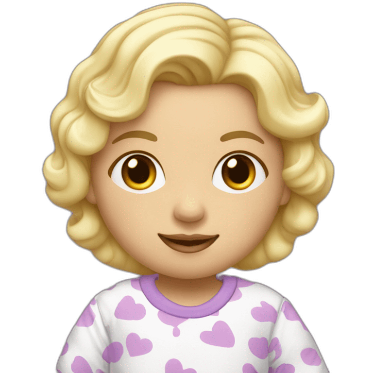 Bébé blonde en pijama blanc et des bottes mauve  emoji