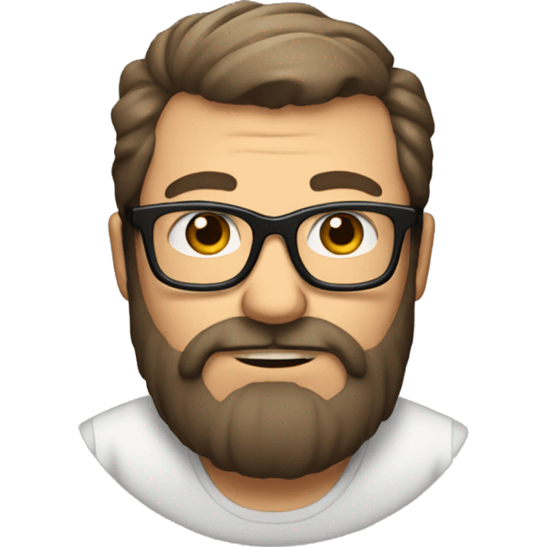 Heavy white dad, with a big brown beard and black rectangle glasses and brown hair emoji