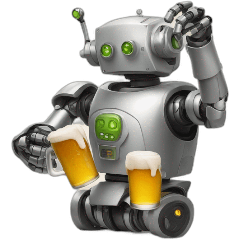 drunk robot raising a beer emoji