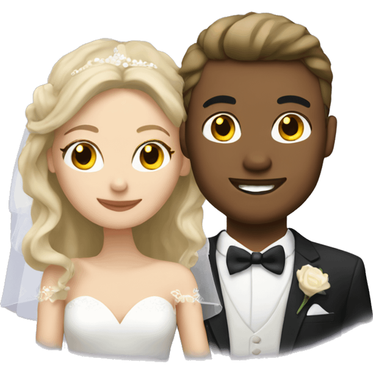 Blonde bride with brunette groom emoji