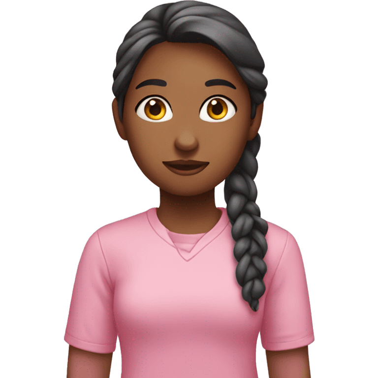 Girl in pink shirt looking emoji