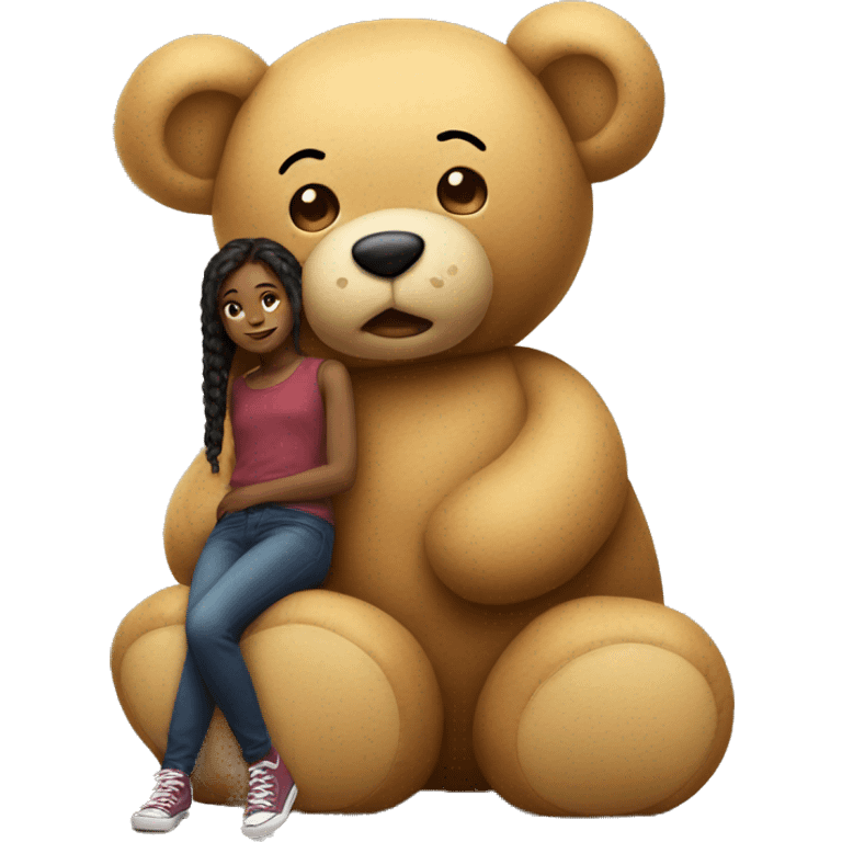 Girl on giant teddy bear  emoji