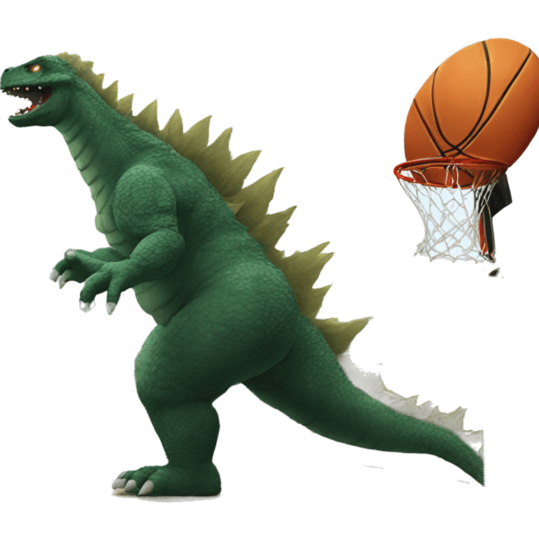 Godzilla playing basketball emoji