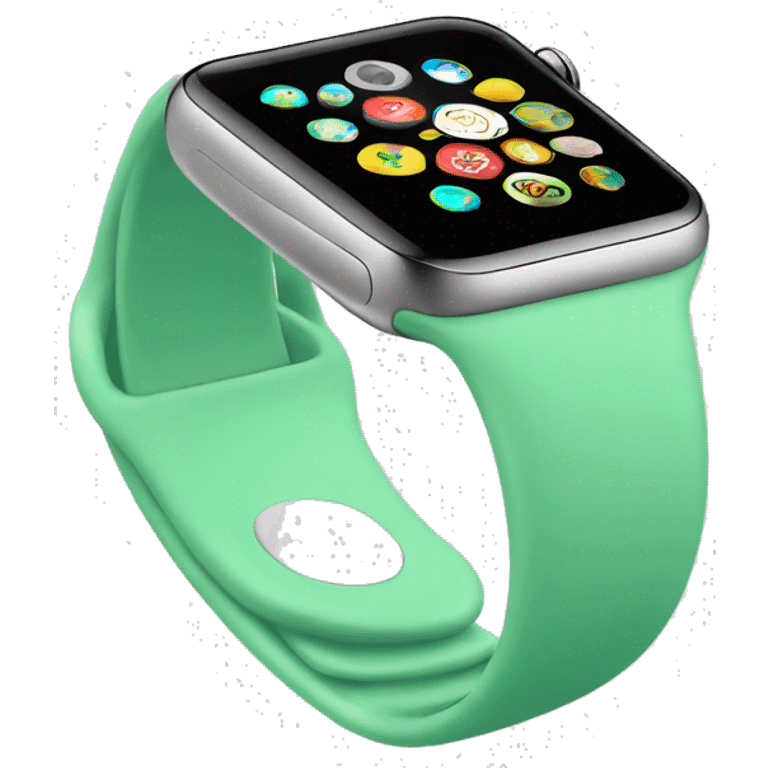 Realistic isolated mint green apple watch emoji