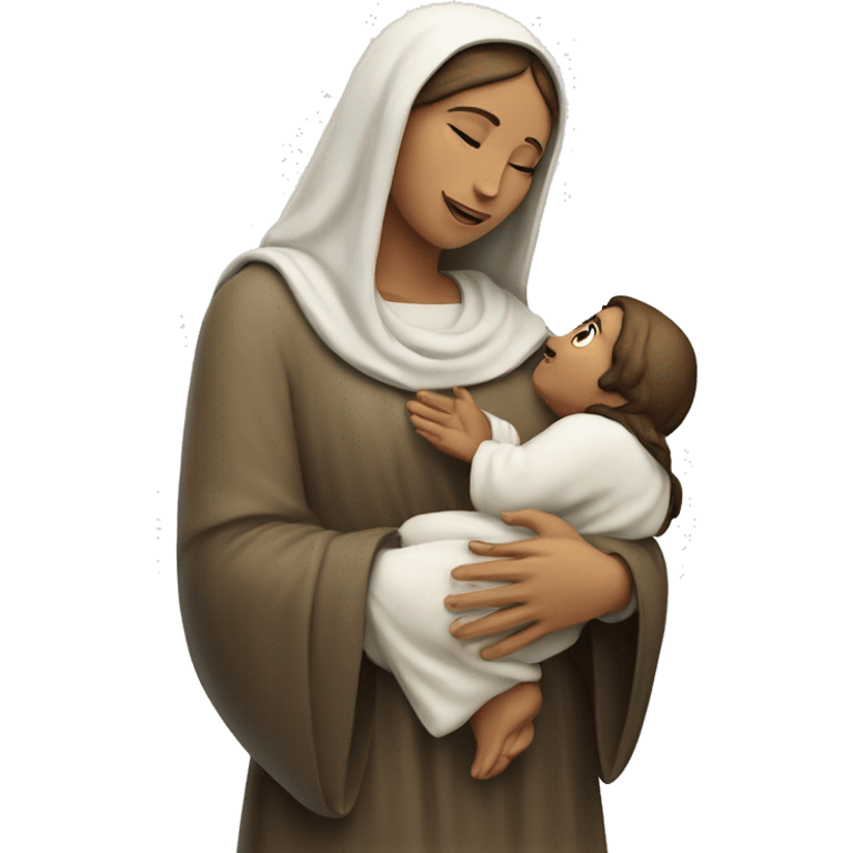 Maria mother of Jesus with Jesus in hands white skin emoji