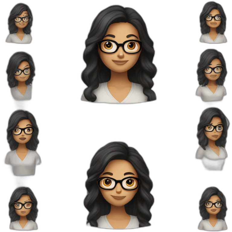 lean-white-girl,no-facial-hair,-with-black-hair-&-glasses, front view emoji