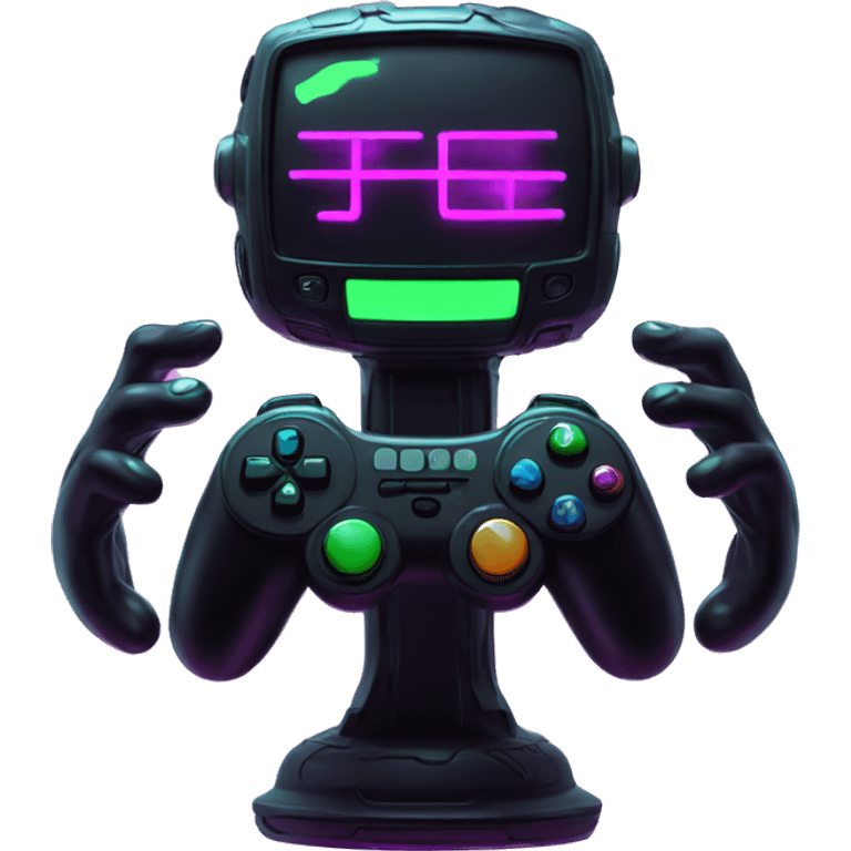 joystick in hands cyberpunk neon emoji