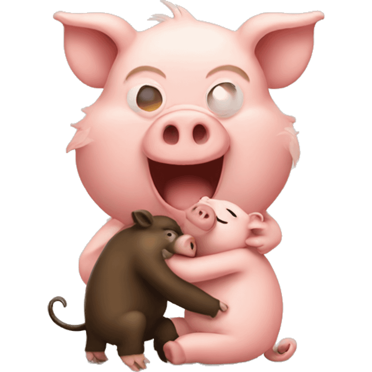 Pig and monkey hugging   emoji