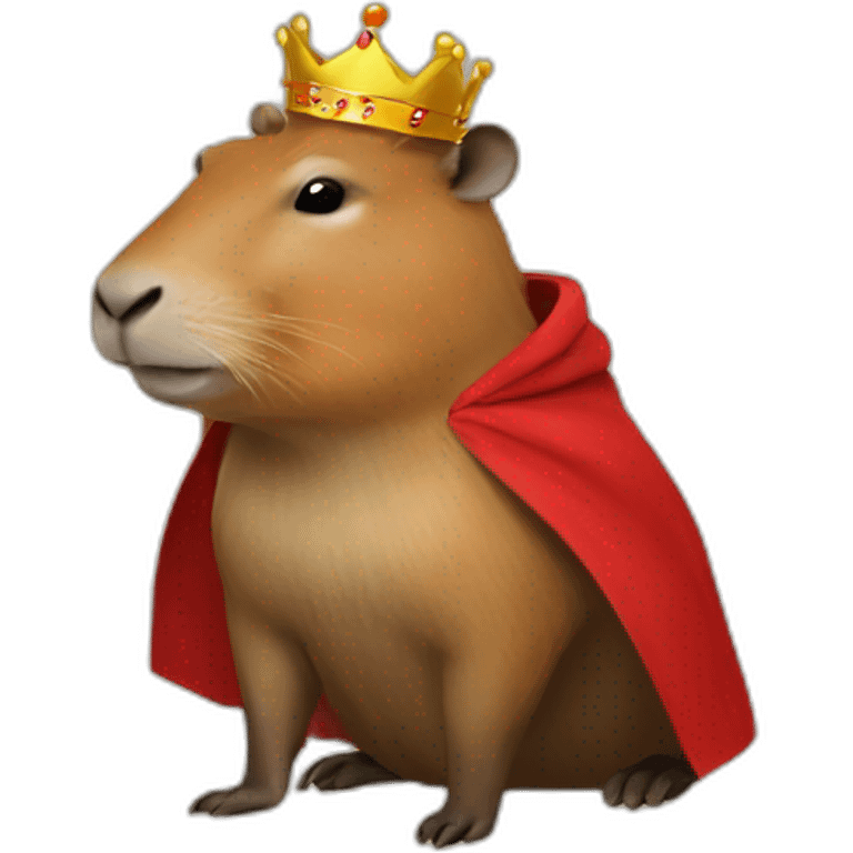 capybara with crown and red cape emoji