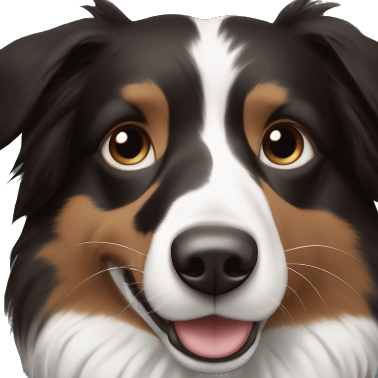 Border Collie with right side face BLACK and the other side white and the right eye is blue and the left eye is brown emoji