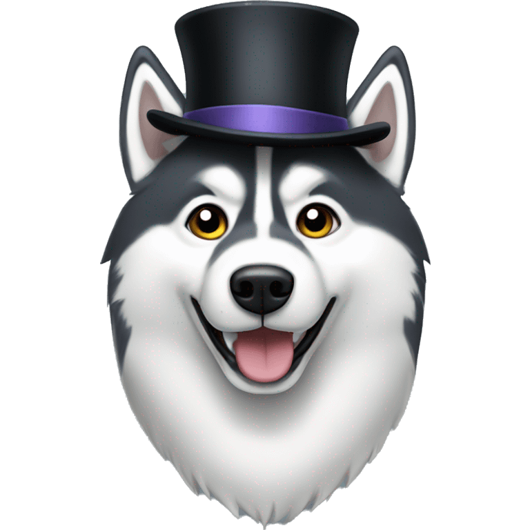 Husky wearing top hat  emoji