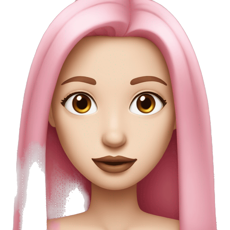 White skin? Woman, with long pink straight hair and brown eyes,pink lipstick emoji