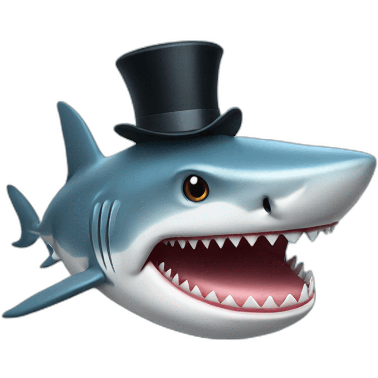 Shark with a top hat emoji