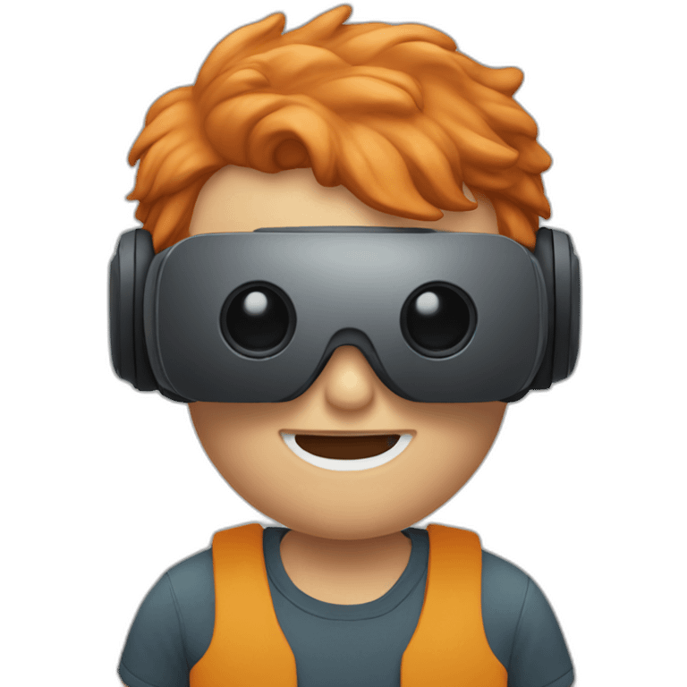 Ginger man wearing VR headset emoji