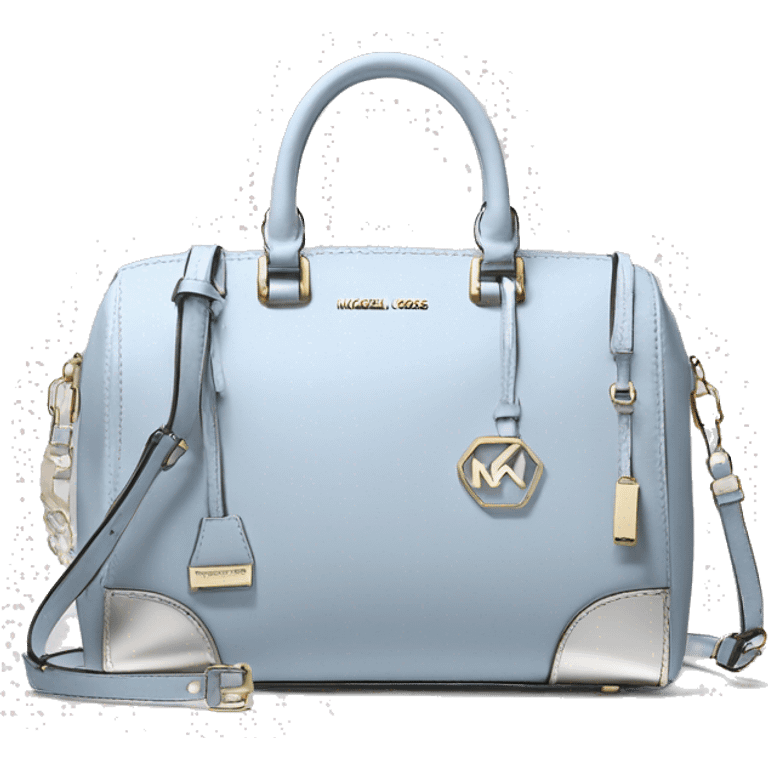 Realistic silver and pastel blue Michael Kors satchel purse.  emoji