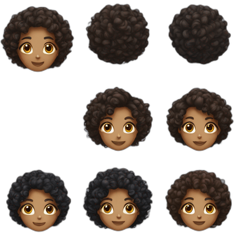 Mixed races girl with curly hair emoji