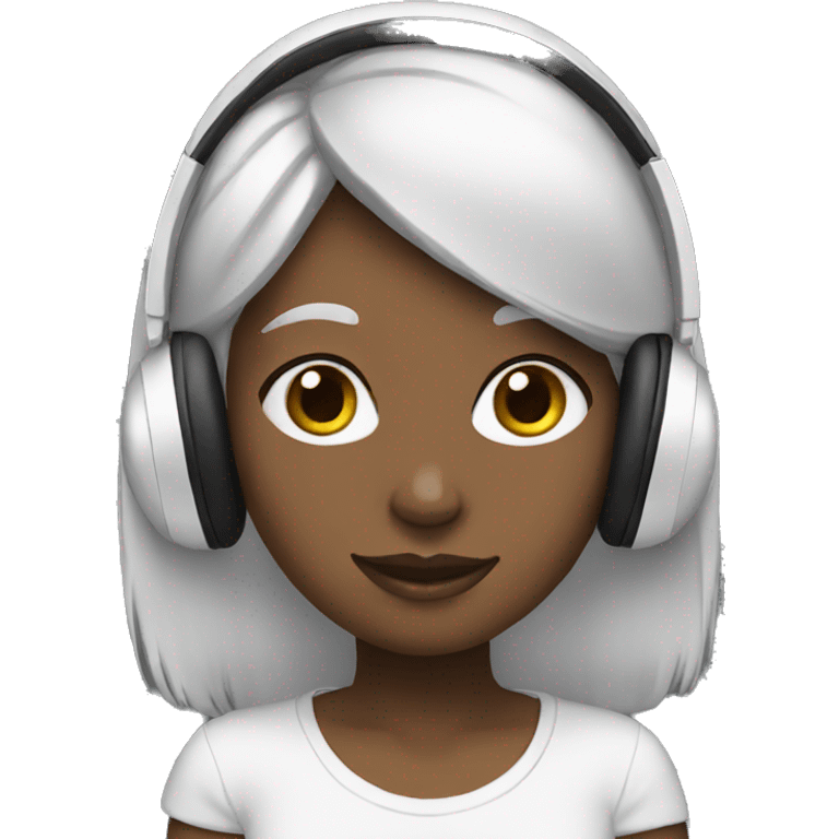 Girl with black and white headphones emoji